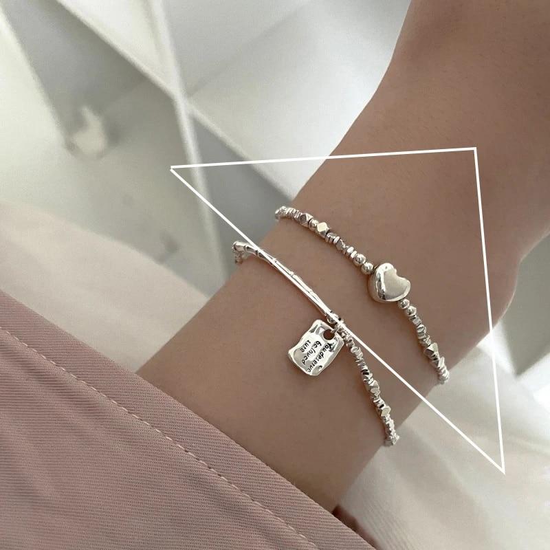 VENTFILLE Bracelet en argent sterling 925 avec perles et nœuds en bambou pour femme et fille, bijoux coréens simples, cadeau d'anniversaire, livraison directe