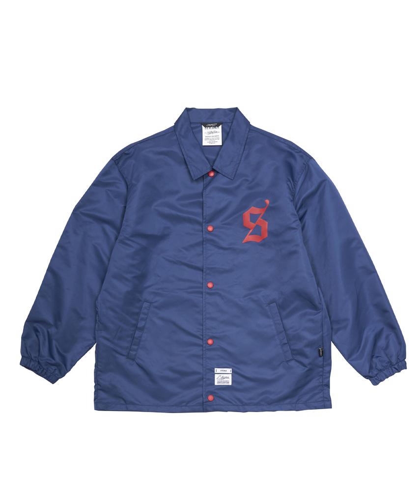 Stigma Old Letter Oversized Coach Jacket Blue