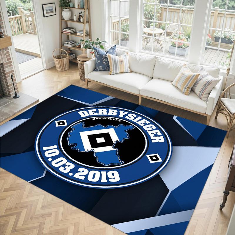 Hamburger SV Football Design Tappeto in Velluto di Cristallo Accogliente Non?Tappeto Stampato Antiscivolo per Camera da Letto Soggiorno Ingresso
