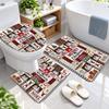 3Pcs Flannel Toilet Mat Set Christmas Bathroom Rug Bath Carpet Non Slip Home Decor