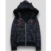 Millennium subculture ancient cat ear skull hooded personality wear fur collar coat punk autumn and winter zipper coat