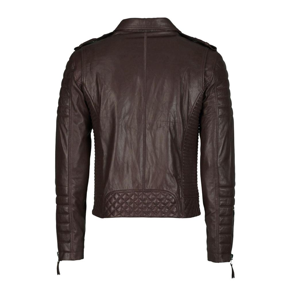 SKINOUTFIT Men Motorcycle Leather Jacket Genuine Brown Lambskin Café Racer Biker Outerwear