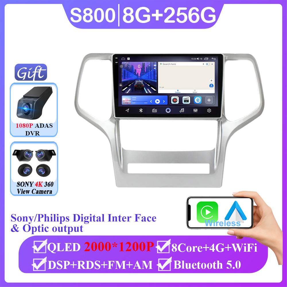 Carplay Android 14 For Jeep Grand Cherokee WK2 2010 - 2013 Auto Radio Multimedia Player Stereo Video Touchscreen Navigation GPS