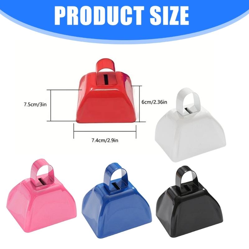 Pack of 4 Mini Metal Cowbell Set Colorful Color Antirust Fade Proof Ideal for Sports Festivities and Long Term Use