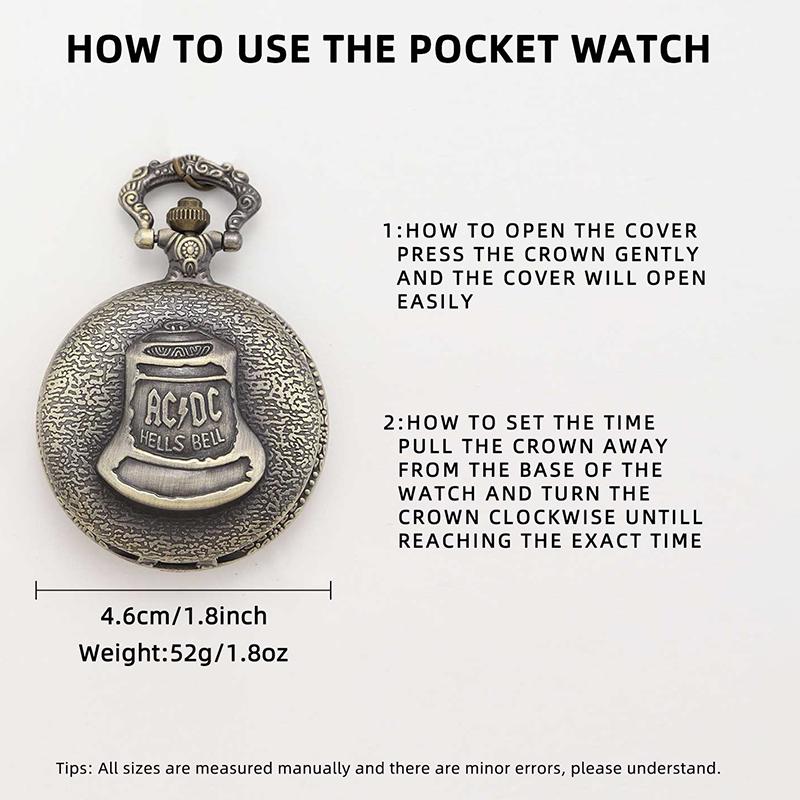 Antique Steampunk Pocket Watch Bronze Hells Bell Pattern Quartz Pocket Watch Necklace Pendant FOB Chain Clock Ideal Choice for Gifts for Men Women