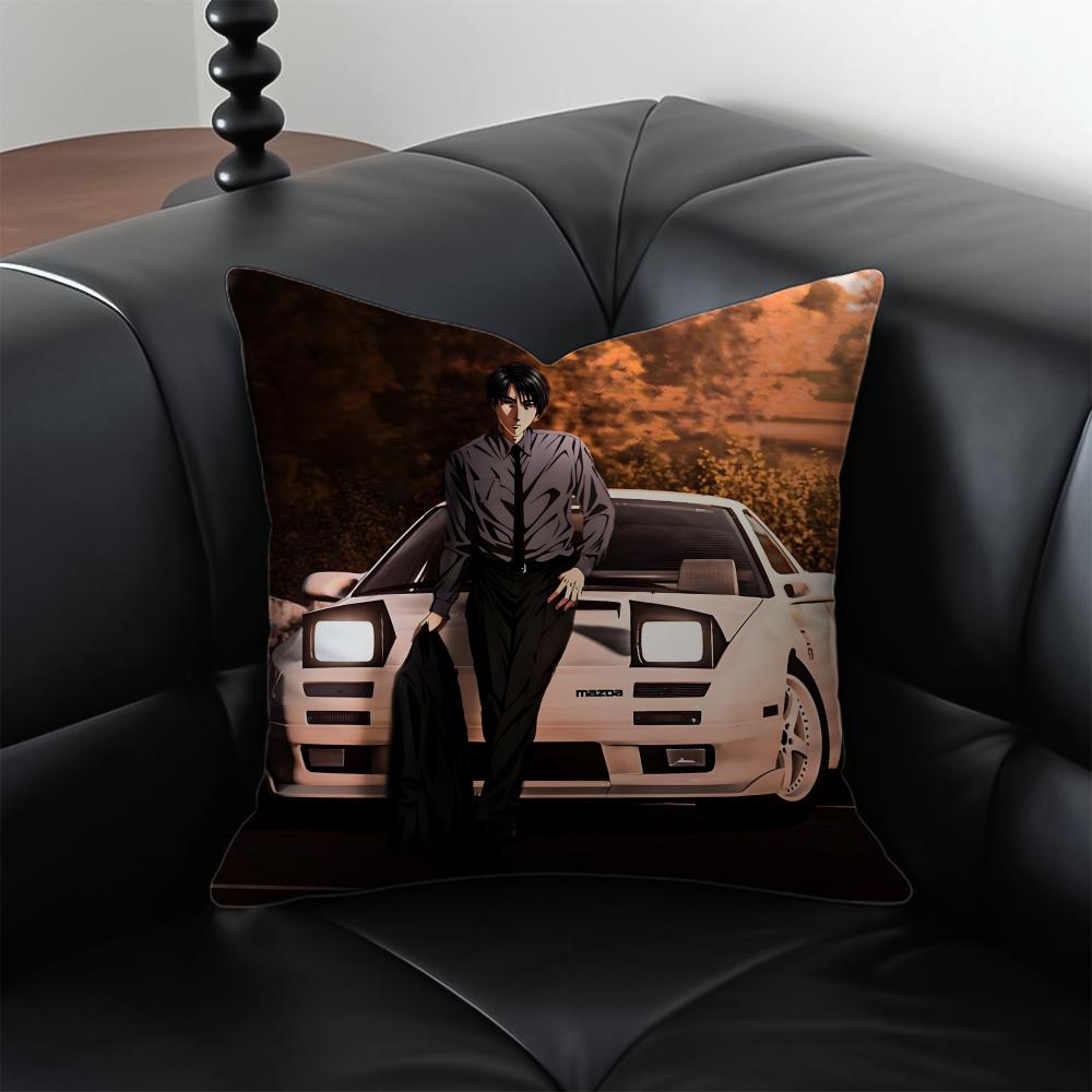 Anime Racing IInitial D Cushion Cover Pillow Case Antidustmite Invisible Zipper Silky Plush Cushion