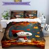 3Pcs Snoopy Autumn Leaves Bedding Set Quilt Cover Pillowcase Home Christmas Halloween Gift 1 Duvet Cover 2 Pillowcase S1509