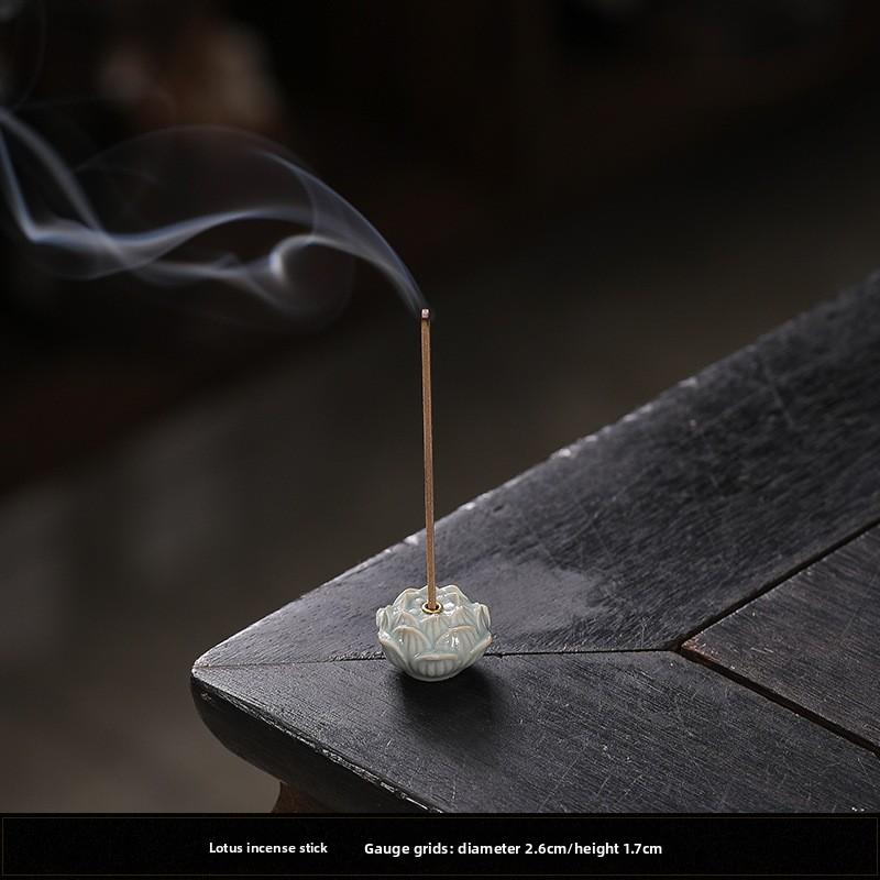 Ceramic Lotus Incense Burner Stick Holder Zen Home Decor Vintage Sandalwood Meditation Living Room Ornament Gift