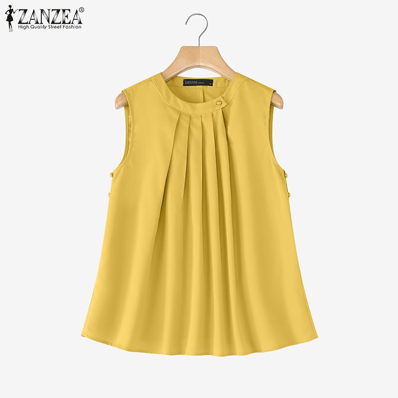 ZANZEA Women Casual Round Neck Loose Summer Sleeveless Tank Tops