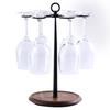 Wine Glass Rack, Tabletop Wine Glass Rack, Standing Countertop Organizer, Metal Wine Glass Rack with Wooden Base, Holds 6 Glasses (Black)
