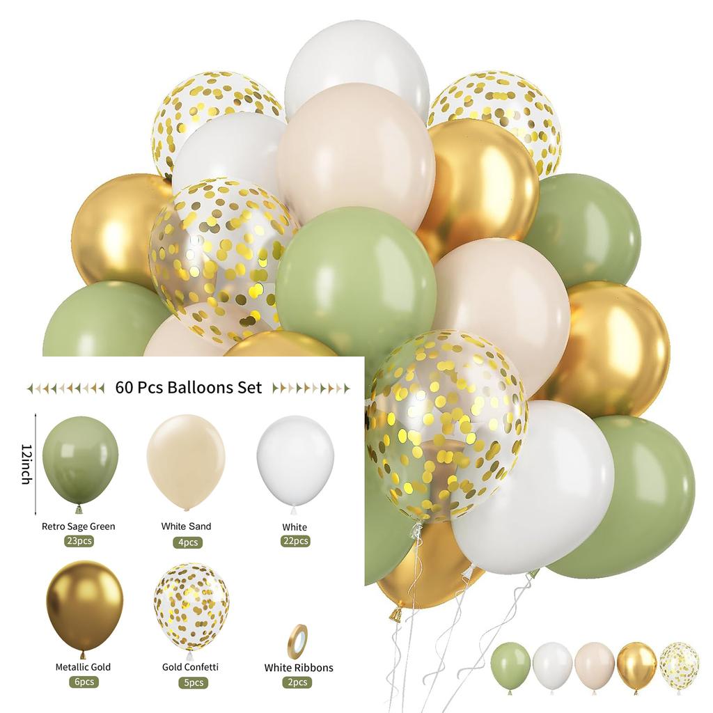 Set di 60 palloncini in lattice da 12 pollici rosa blu viola oro con coriandoli, adatto per matrimoni, compleanni, feste popolari
