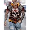 Men's Clothing Skeleton Graphic Print T-Shirt Oversized T Shirt Men Summer Spring Oversized Punk Style Short Sleeve Outdoor Top