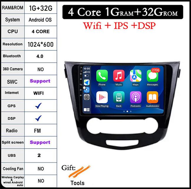 

10 lnch для Nissan Qashqai J11 Nissan X trail T32 2014 - 2017 Android 14 автомобильный мультимедийный радиоприемник Carplay GPS навигация авто