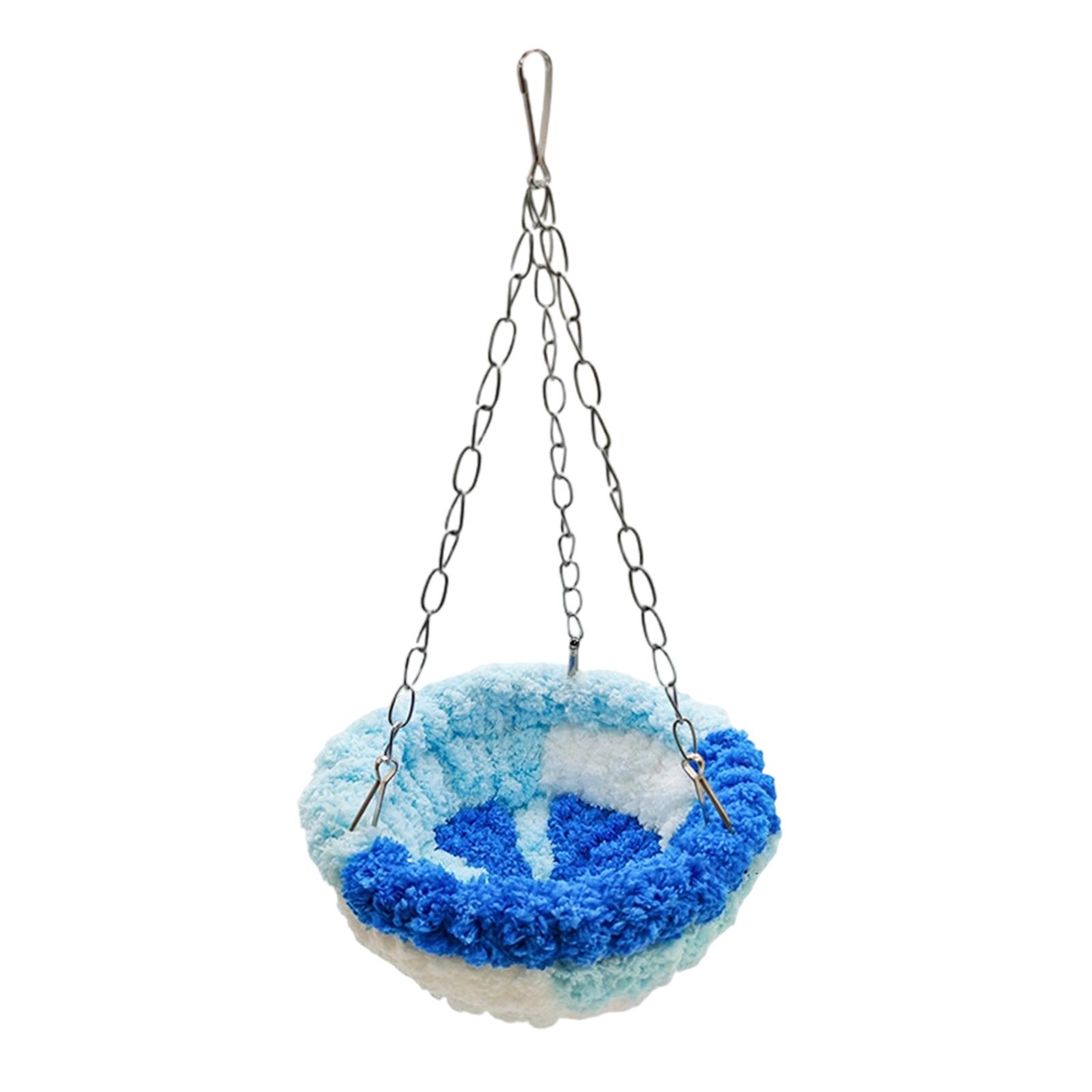 

Winter Warm Bird Nest Bed Hanging Hammock Cage Accessory Cozy Wool Rest for Small Parrots Budgies Cockatiels синий