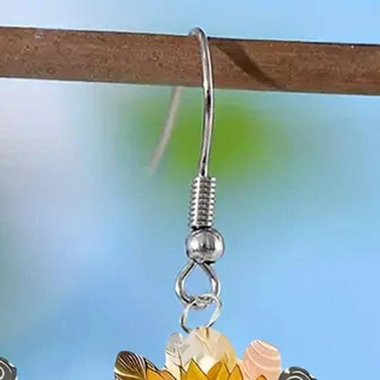 1 Pair Drop Earrings Sunflower Shape Lightweight Statement Earrings Exquisite Craftsmanship Earrings Jewelry Gift
