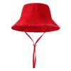 Raw edge cotton bucket hat embroidered female color visor, shopping sun protection hat