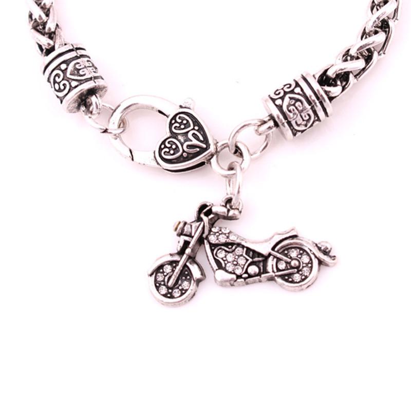 Europe and America Fashion Unisex Jewelry Alloy Inlaid Rhinestone Motorcycle Pendnat Bracelet