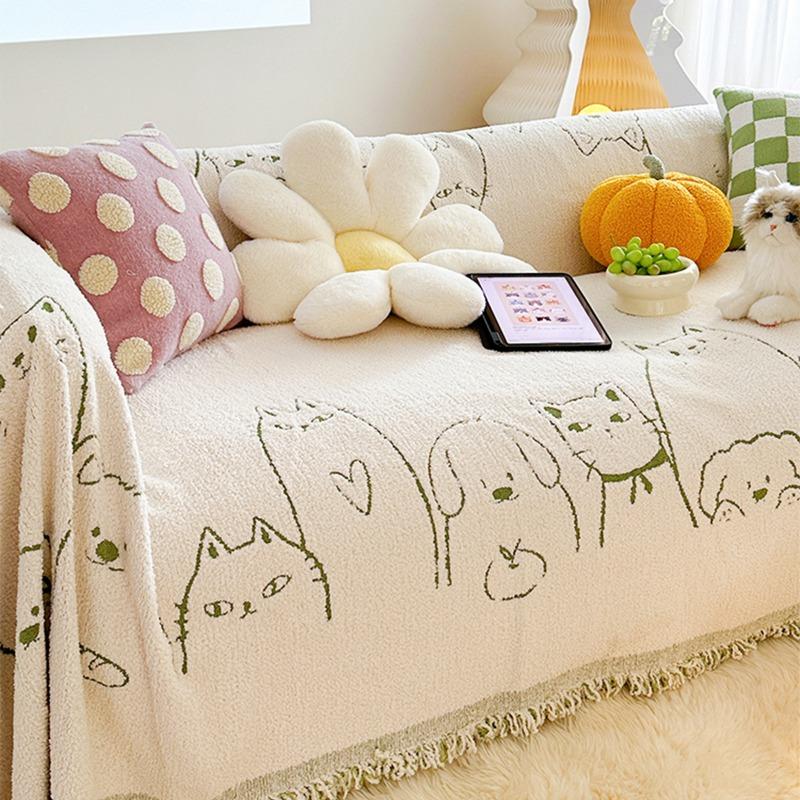 Modern Chenille Sofa Cover Entire Season Universal Simple Design Dual-sided Cat-proof Sofa Blanket Cover for Home Decor