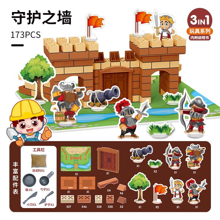 Small Mason House Construction Tools Children'S Handmade Diy Model Set, Simulated Cement Assembly Toys