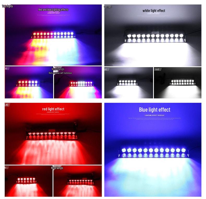 High-Power 12-LED Car Windshield Strobe Warning Light with Suction Cup