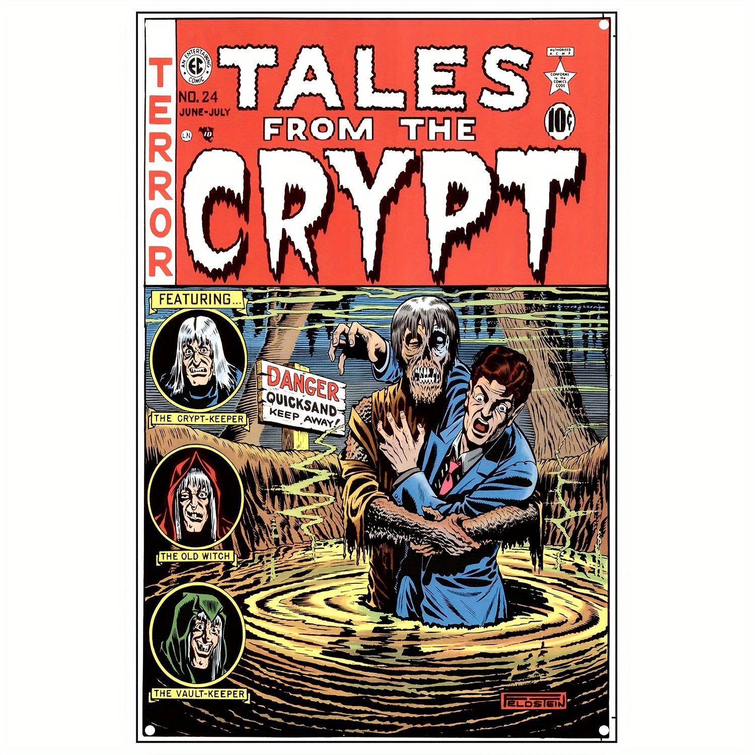 

of metal tin Victorian style horror comic art wall decoration durable tin inspired by the design of Tomb Story suitabl 20x30cm（7.8x11.8inch）