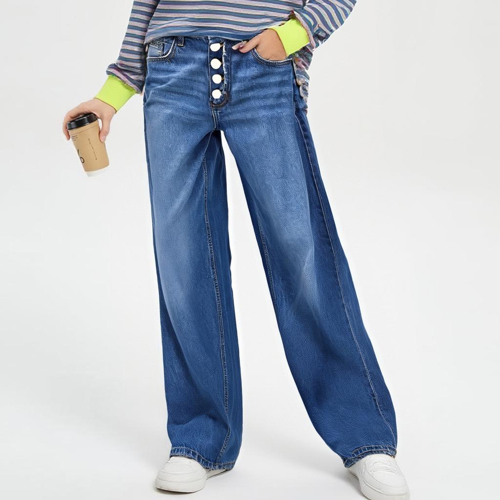 Women's Trousers Large Size Stretch Jeans Loose Semi-Elastic Pants