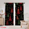 2Pcs,2D Plane Printing Creative Curtains Christmas Trees Snowflakes Ornaments_C (3) Polyester Easy Install (Without Rod) Holiday