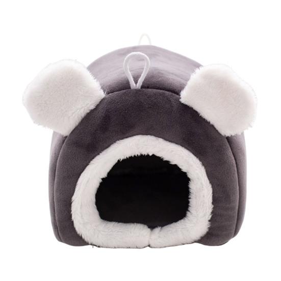 Plush Hamster House with Bear Ears Winter Warm Guinea Pig Rat Chinchilla Rabbit Parrot Squirrels Bed Nest Small Pet Cave Bed Sleeping Nest