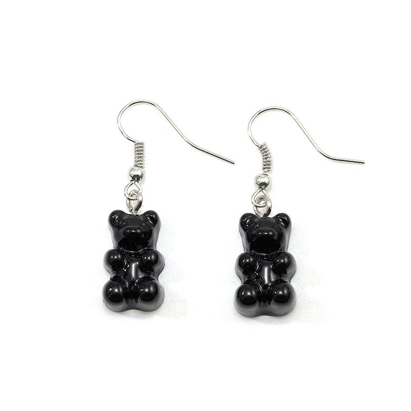Colorful Jelly Resin Bear Earrings - European & American Fashion
