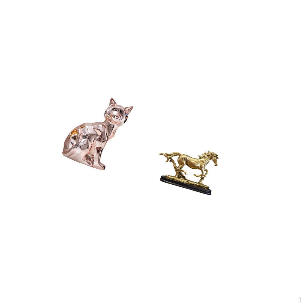 Cat Horse Statue Decorative Figurine Animal Sculpture Artwork Collectible Art Ornament for Fireplace