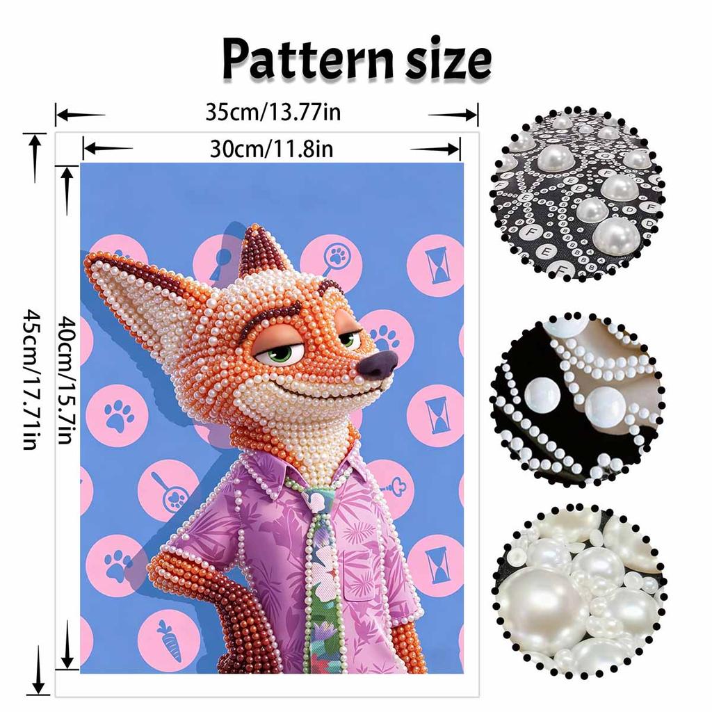 Disney Pearl Painting DIY Zootopia Nick Creative Pearl Style Illustration Pearl Art Painting Pearl Gem Painting, Home Wall Decoration Crafts