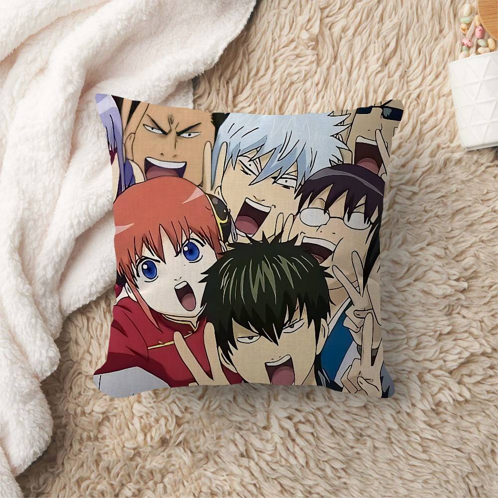 Lustige japanische Gintama Personalisierte Bild-Text Heimdekorationskissen Haushaltsgeschenke 45x45cm