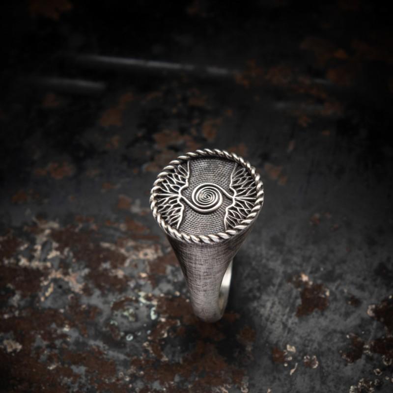 Adjustable Open Ring Men Women Vintage Tree Of Life Design Plated Geometric Leaf Band Minimalist Unique Jewelry