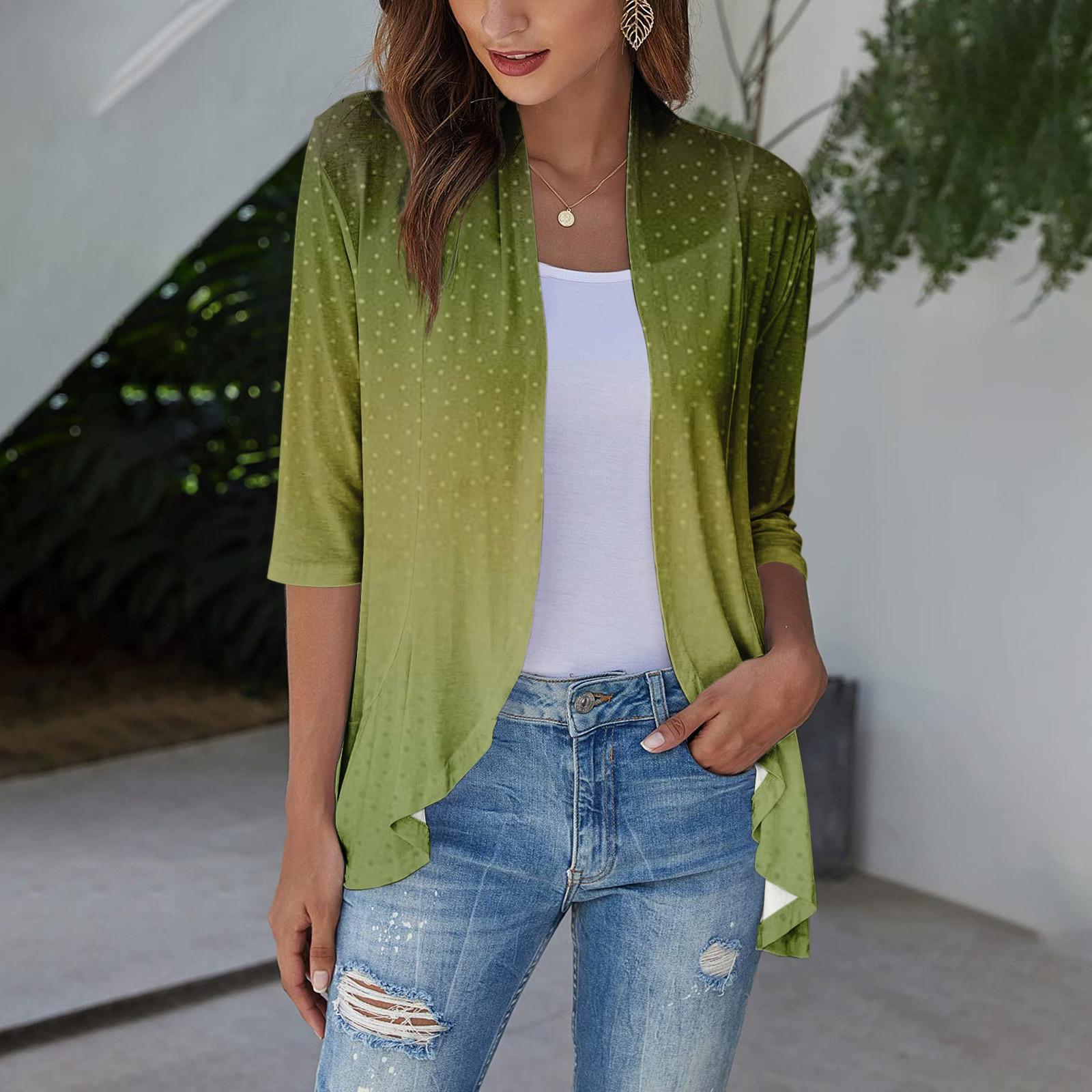 

Літні жіночі топи з квітковим візерунком для жінок, зручні жіночі футболки з V-подібним вирізом і 3/4 рукавами XXL зелений