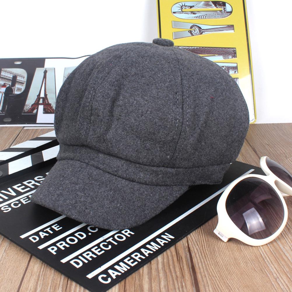 Women Woolen Adjustable Octagonal?Peaked Cap Chic Baseball Hat Gift