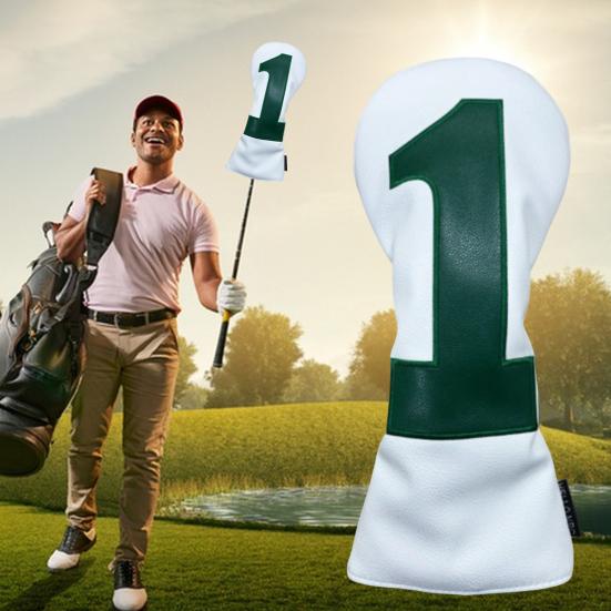 Faux Leather Golf Club Head Cover for Drivers Fairway Woods Hybrids No.1/3/5/U Headcover Soft Velvet Green Putter Head Protector