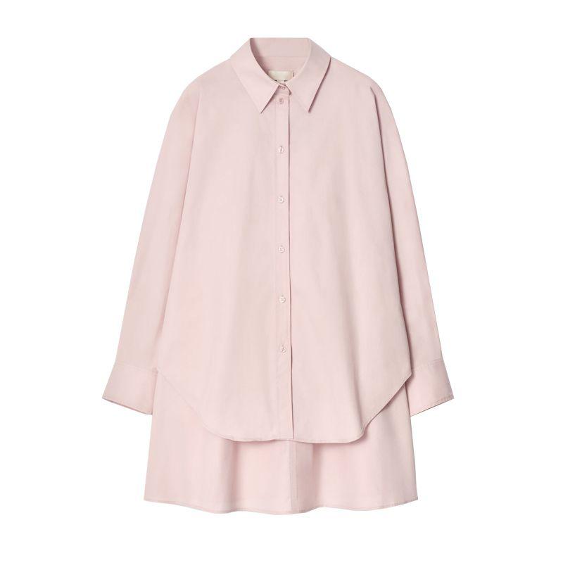 

CS Spring New Women s Clothing French Style Long Sleeve Casual Stacked Flared Shirt Dress 1281230 Pink 40