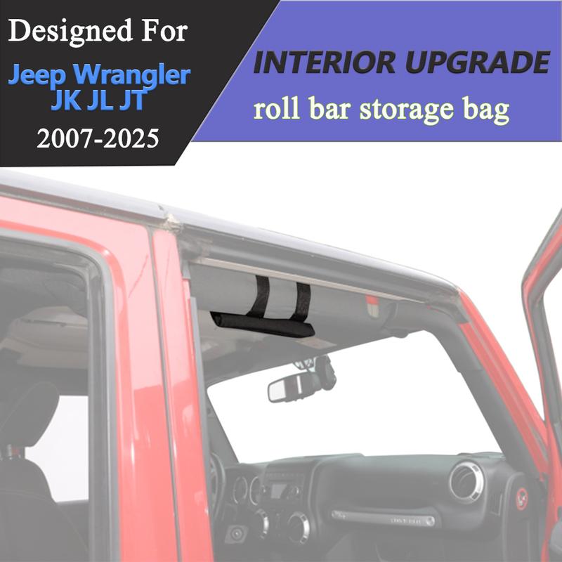 Roll Bar Storage Bag Glasses Holder for Jeep Wrangler JL JT JK TJ Sports Sahara Rubicon Unlimited 2007-2025 Interior Accessories