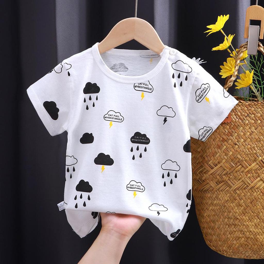 Bomulls T-shirt med tecknad figur i koreansk stil för flickor - Sommar med korta ärmar