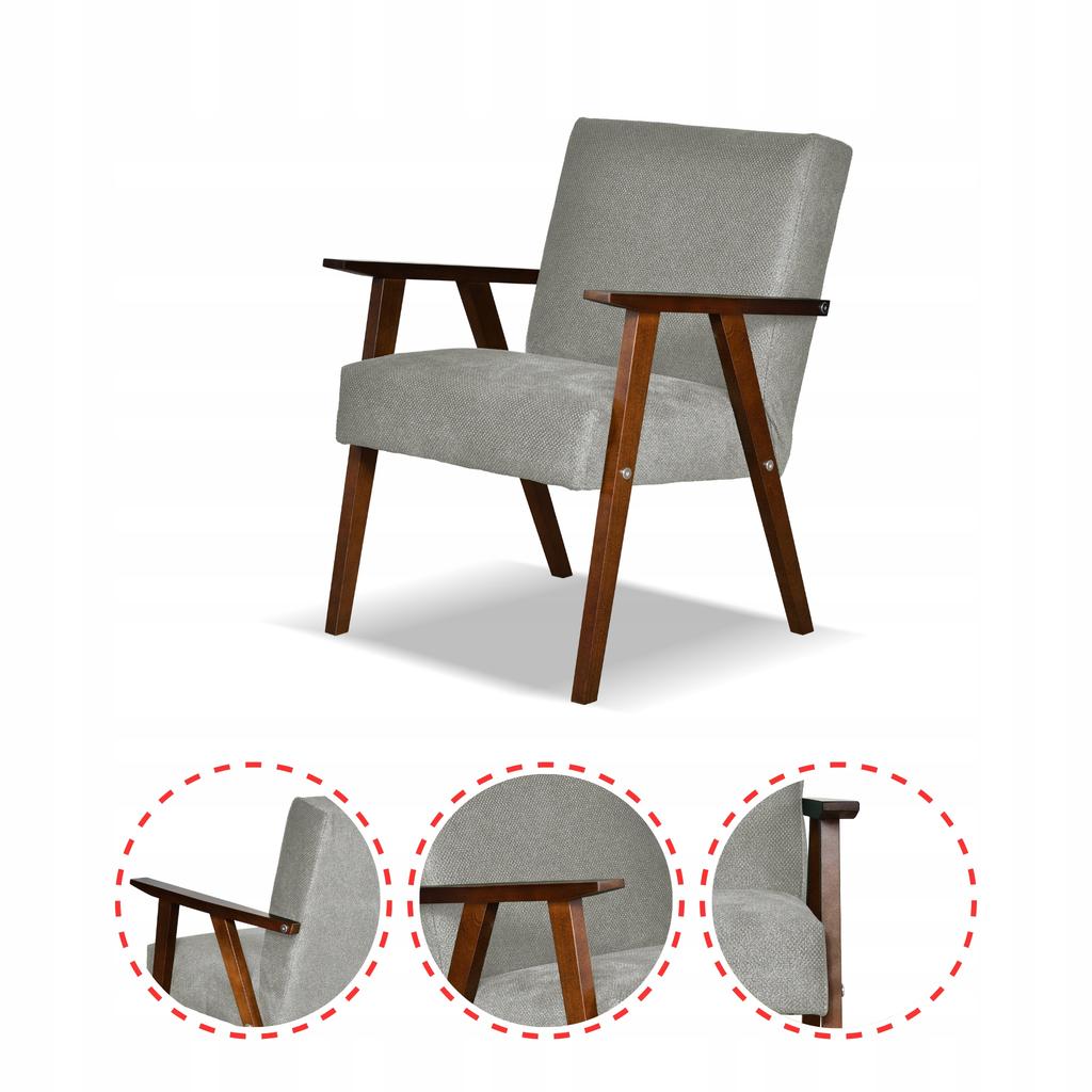 Fotel PRL zestaw retro vintage SOLER Family Meble ciemny szary welur Angel