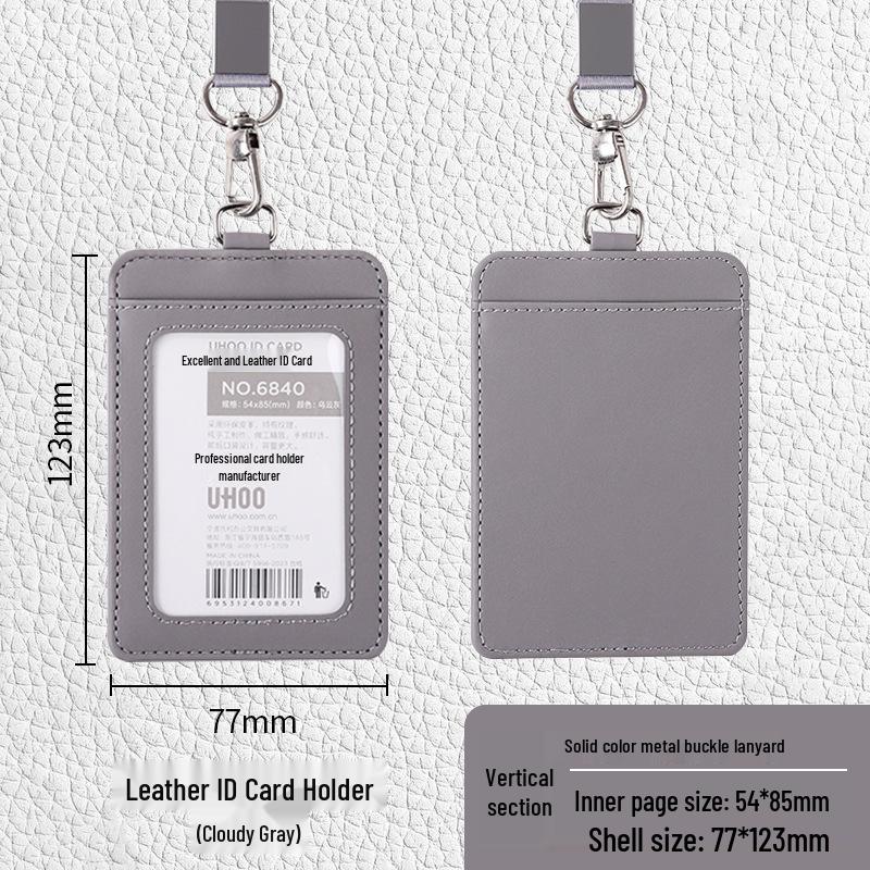 Color Printed Leather ID Card Holder with Lanyard