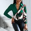 Blouses Woman Casual Office Print Shirts Autumn Fashion Button Long Sleeve White Shirt Elegant Patchwork Slim Tops Women