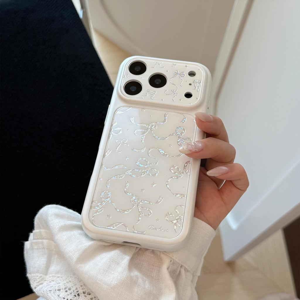 Creative Silver Bow Phone Case for iPhone 16, iPhone 17, and iPhone 17 Pro Max