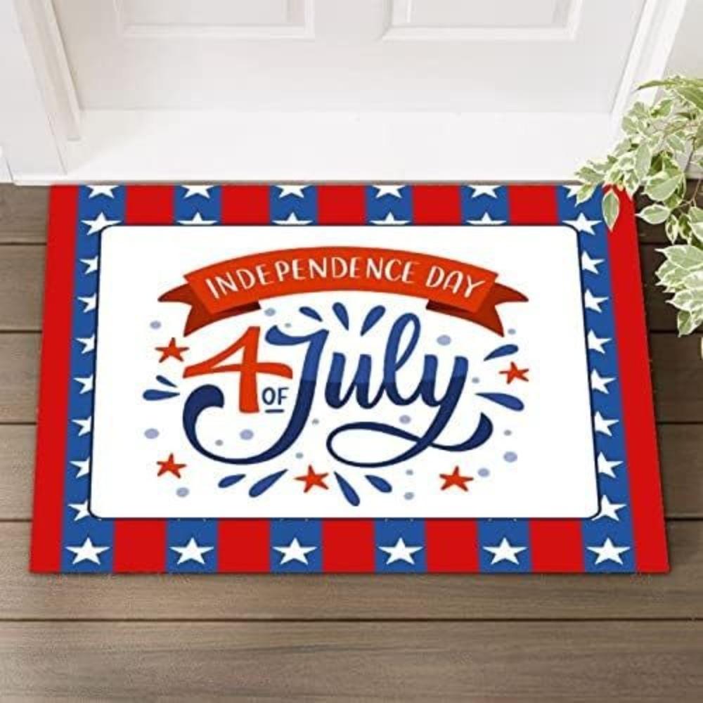 Patriotic 4th of July Independence Day Doormat Welcome Mat Entrance Floor Mat Patriotic Holiday Home Decorations