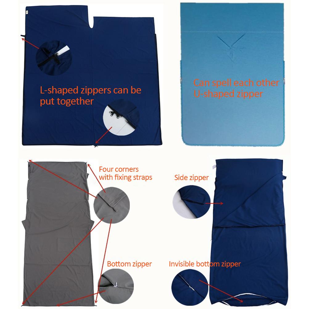 Portable Sleeping Sheet Polyester Fiber Sleeping Bag with Storage Bag for Travel Hotel