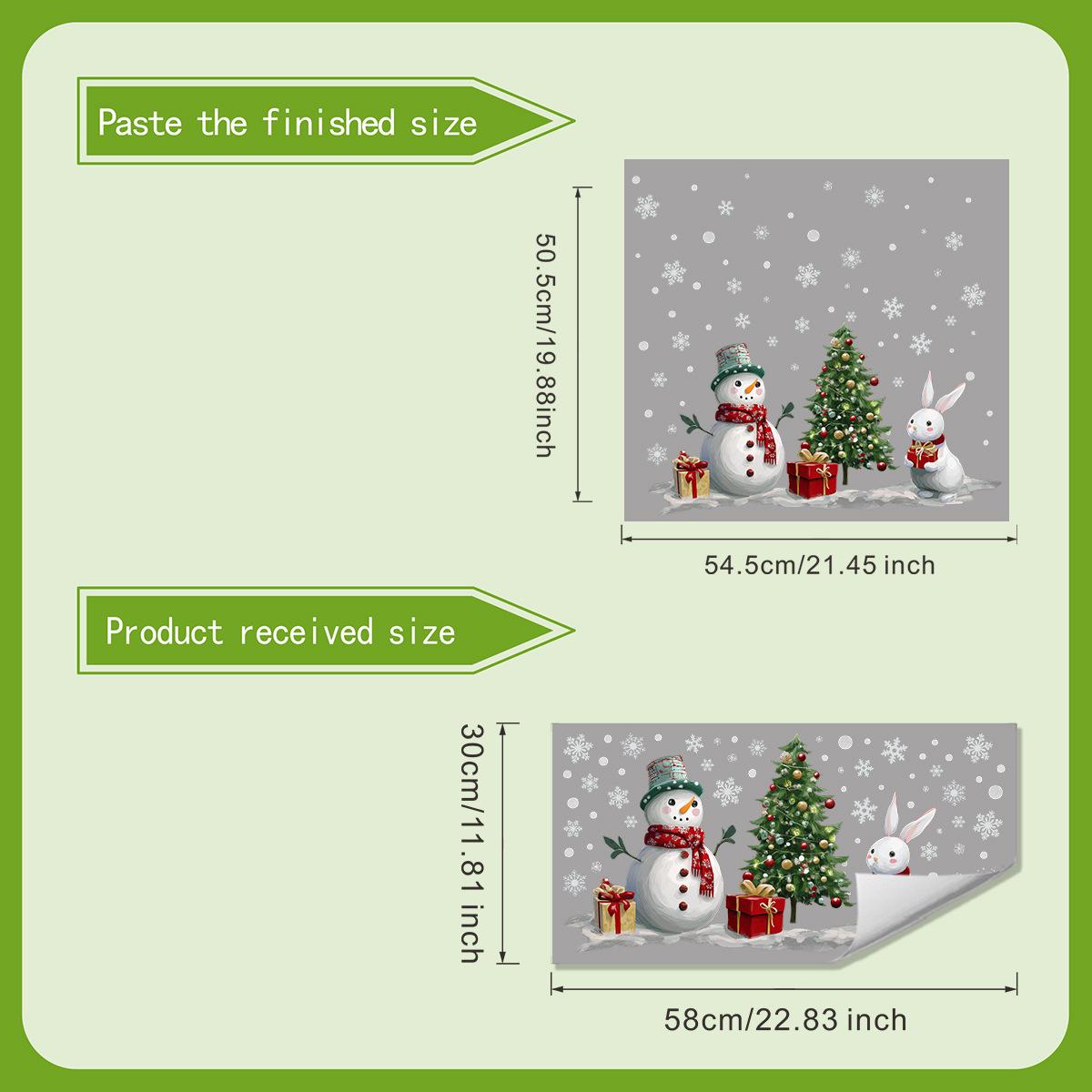 

Электростатические УФ Наклейки на Стекло с Рождественской Елкой, Снеговиком, Кроликом, Электростатическая Адсорбция, Подходят для Рождественского Украшения 30*60cm