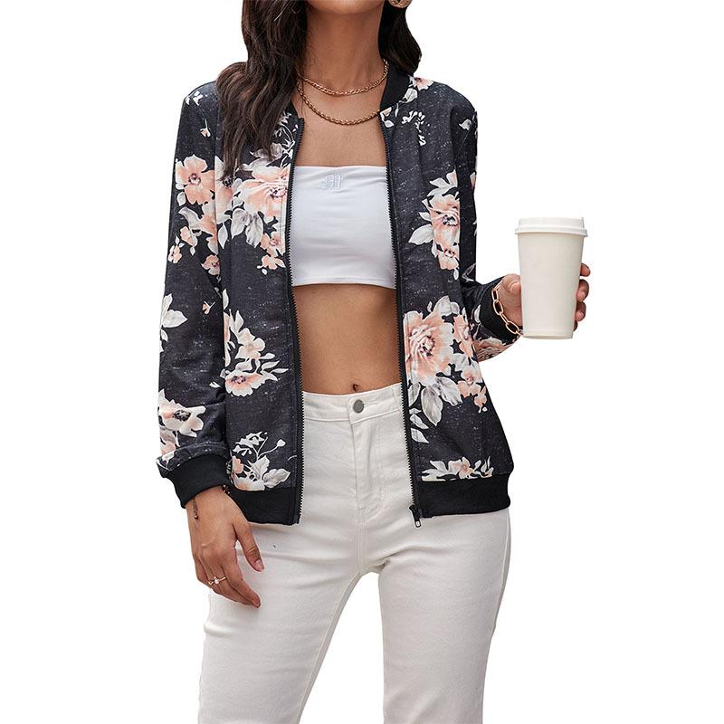 Casual Trend Vielseitige Mode Jacke Damen Bedruckter Mantel Baseball Kleidung