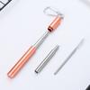 Stainless Steel Telescopic Straw Color Three-Section With Aluminum Alloy Storage Tube Sleeve Blue