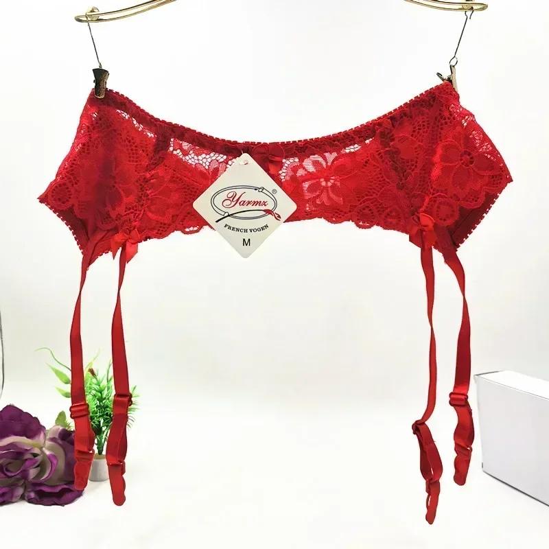 Damen Sexy Dessous Übergröße Spitze Strumpfband Transparent Dessous Verstellbarer Doppelreihiger Gürtel Strümpfe Slips