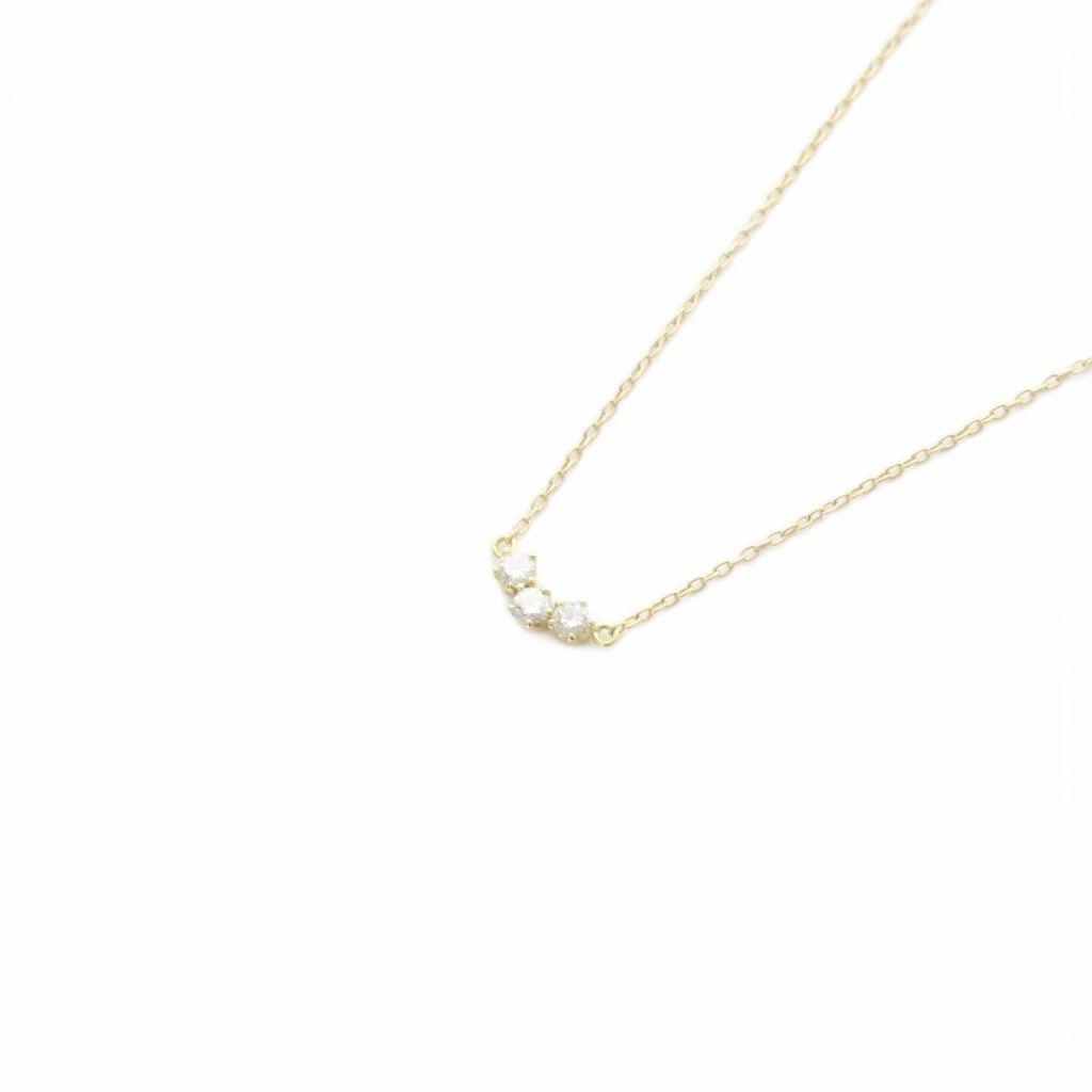 Used AHKAH Tres Diamond 0.10ct Necklace K18YG Yellow Gold